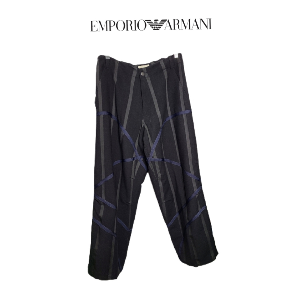 VINTAGE EMPORIO ARMANI MENS BLACK DESIGNER PANTS - Picture 1 of 5